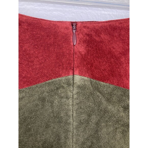 Lord & Taylor Petites Suede Leather Skirt Size 12P Fall Color Block Vintage - Picture 5 of 8